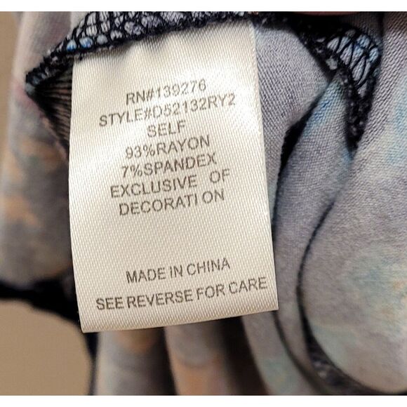 Daniel Rainn Small Dress. Black W/blue/red Floral Pattern Elastic Waist. Belt - Picture 3 of 6